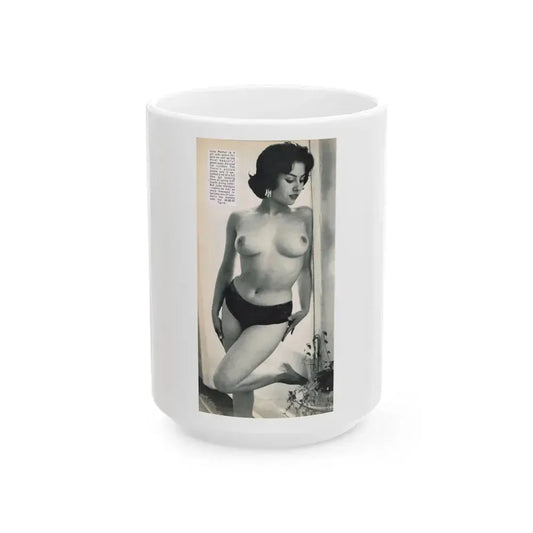 June Palmer #203 - Topless (Vintage Female Icon) White Coffee Mug 15oz - Go Mug Yourself