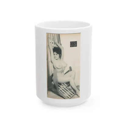 June Palmer #204 - Topless (Vintage Female Icon) White Coffee Mug 15oz - Go Mug Yourself