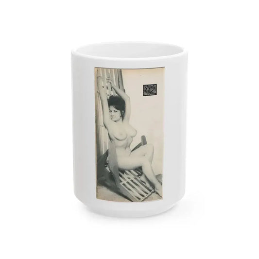 June Palmer #204 - Topless (Vintage Female Icon) White Coffee Mug 15oz - Go Mug Yourself