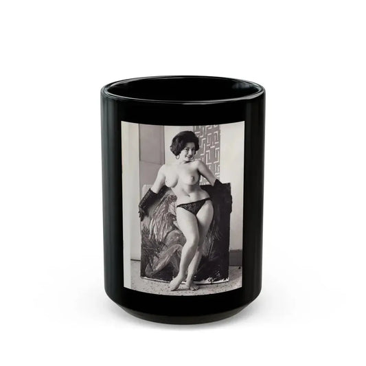 June Palmer #206 - Topless (Vintage Female Icon) Black Coffee Mug 15oz - Go Mug Yourself