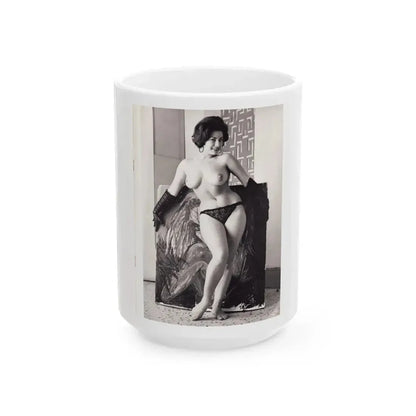 June Palmer #206 - Topless (Vintage Female Icon) White Coffee Mug 15oz - Go Mug Yourself