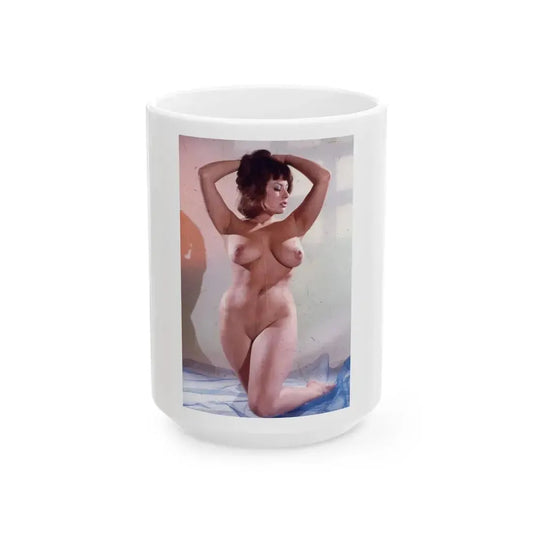 June Palmer #210 - Topless (Vintage Female Icon) White Coffee Mug 15oz - Go Mug Yourself