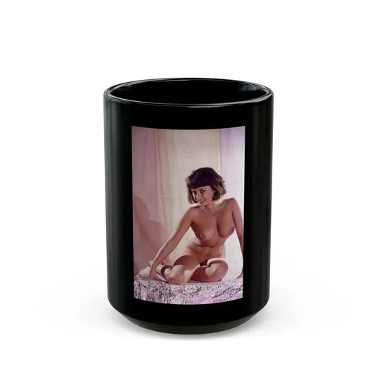 June Palmer #211 - Topless (Vintage Female Icon) Black Coffee Mug 15oz - Go Mug Yourself