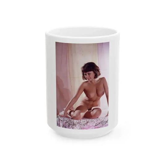 June Palmer #211 - Topless (Vintage Female Icon) White Coffee Mug 15oz - Go Mug Yourself