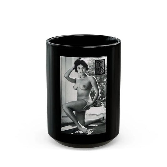June Palmer #228 - Topless 1 (Vintage Female Icon) Black Coffee Mug 15oz - Go Mug Yourself