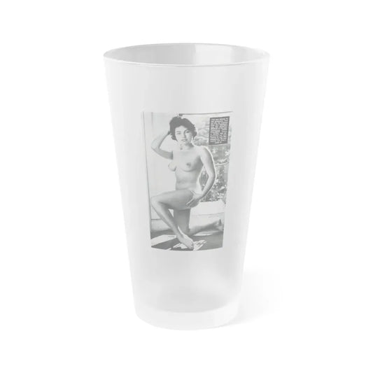 June Palmer #228 - Topless 1 (Vintage Female Icon) Frosted Pint Glass 16oz 16oz Frosted - Go Mug Yourself