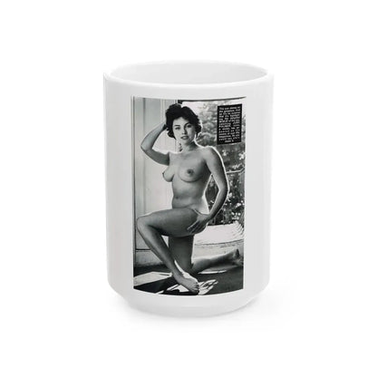 June Palmer #228 - Topless 1 (Vintage Female Icon) White Coffee Mug 15oz - Go Mug Yourself