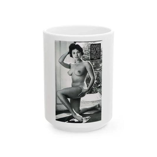 June Palmer #228 - Topless 1 (Vintage Female Icon) White Coffee Mug 15oz - Go Mug Yourself