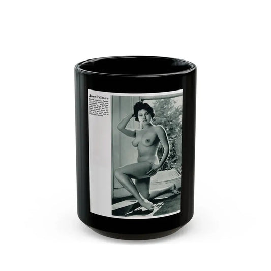 June Palmer #228 - Topless (Vintage Female Icon) Black Coffee Mug 15oz - Go Mug Yourself