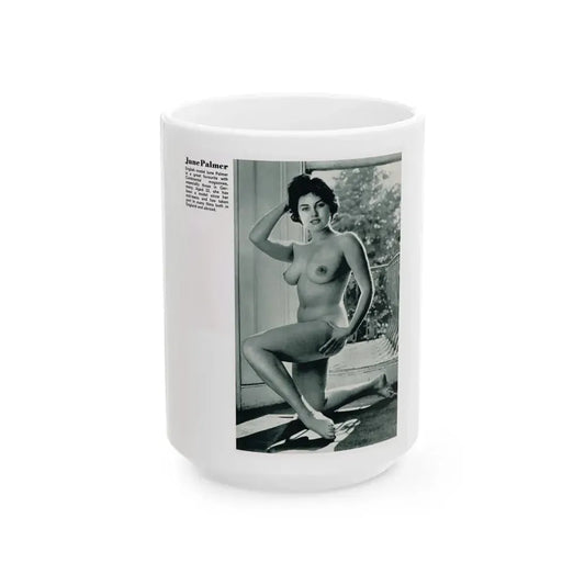 June Palmer #228 - Topless (Vintage Female Icon) White Coffee Mug 15oz - Go Mug Yourself