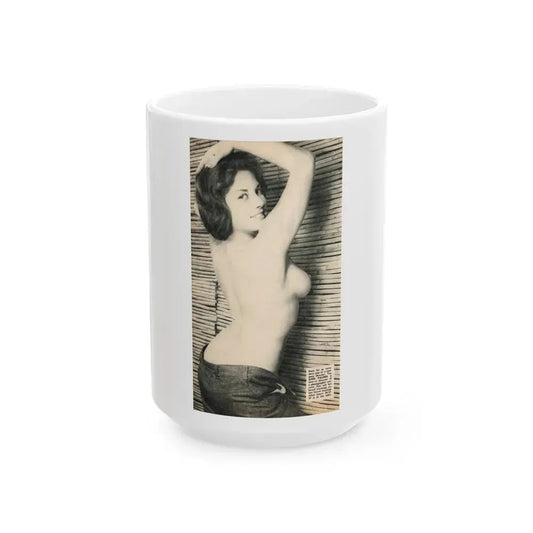 June Palmer #229 - Topless (Vintage Female Icon) White Coffee Mug 15oz - Go Mug Yourself
