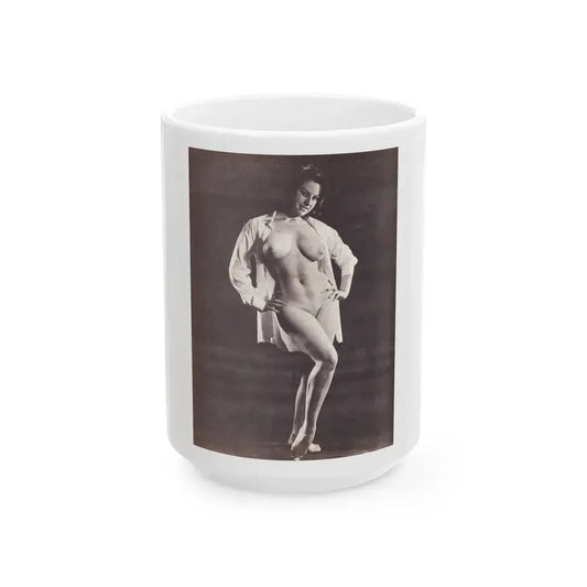 June Palmer #230 - Topless (Vintage Female Icon) White Coffee Mug 15oz - Go Mug Yourself