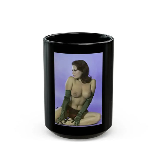 June Palmer #232 - Topless (Vintage Female Icon) Black Coffee Mug 15oz - Go Mug Yourself