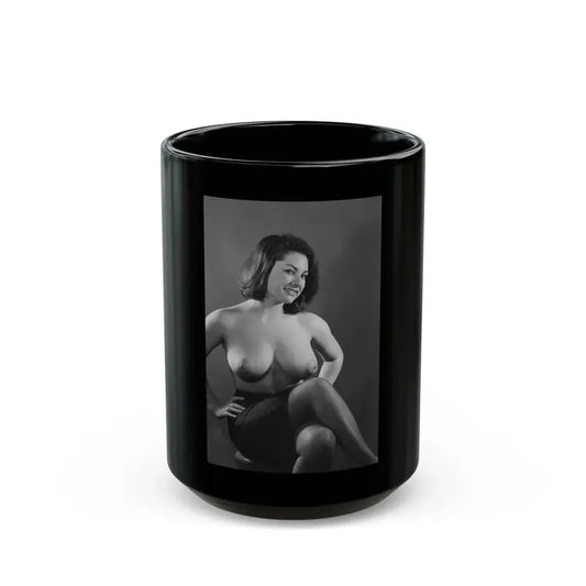 June Palmer #238 - Topless (Vintage Female Icon) Black Coffee Mug 15oz - Go Mug Yourself