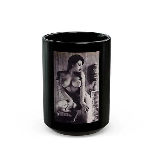 June Palmer #245 - Topless (Vintage Female Icon) Black Coffee Mug 15oz - Go Mug Yourself