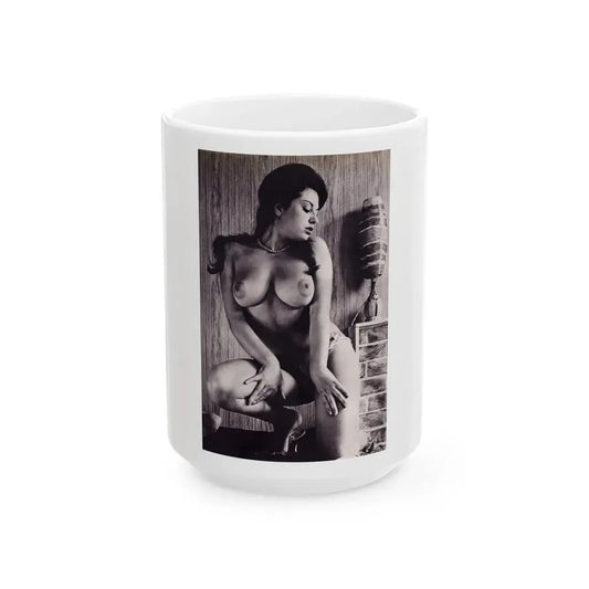 June Palmer #245 - Topless (Vintage Female Icon) White Coffee Mug 15oz - Go Mug Yourself