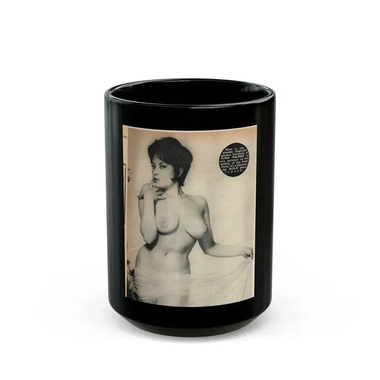 June Palmer #282 - Topless (Vintage Female Icon) Black Coffee Mug 15oz - Go Mug Yourself