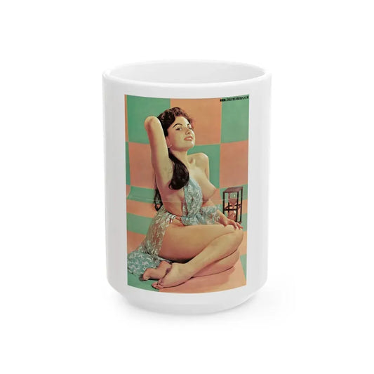 June Palmer #319 (Vintage Female Icon) White Coffee Mug 15oz - Go Mug Yourself