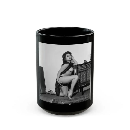 June Palmer #321 - Topless (Vintage Female Icon) Black Coffee Mug 15oz - Go Mug Yourself