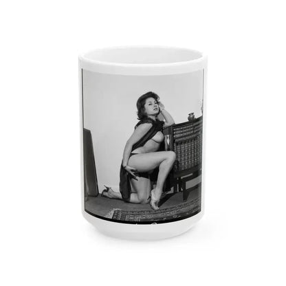 June Palmer #321 - Topless (Vintage Female Icon) White Coffee Mug 15oz - Go Mug Yourself