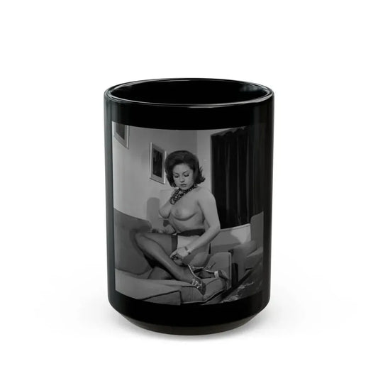 June Palmer #322 - Topless (Vintage Female Icon) Black Coffee Mug 15oz - Go Mug Yourself