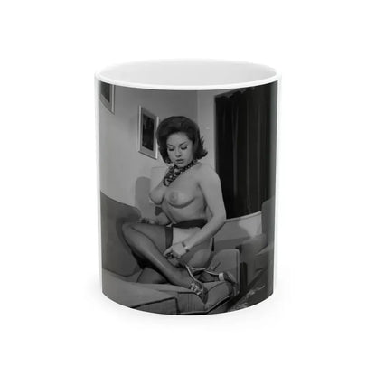 June Palmer #322 - Topless (Vintage Female Icon) White Coffee Mug 11oz - Go Mug Yourself