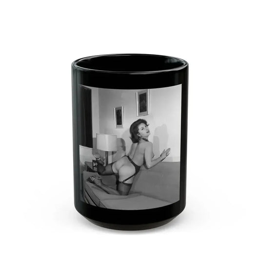 June Palmer #323 - Topless (Vintage Female Icon) Black Coffee Mug 15oz - Go Mug Yourself