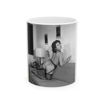 June Palmer #323 - Topless (Vintage Female Icon) White Coffee Mug 11oz - Go Mug Yourself