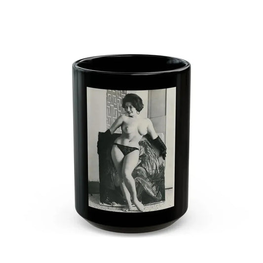 June Palmer #330 - Topless (Vintage Female Icon) Black Coffee Mug 15oz - Go Mug Yourself