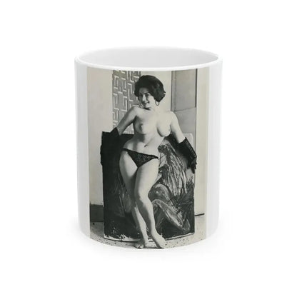 June Palmer #330 - Topless (Vintage Female Icon) White Coffee Mug 11oz - Go Mug Yourself