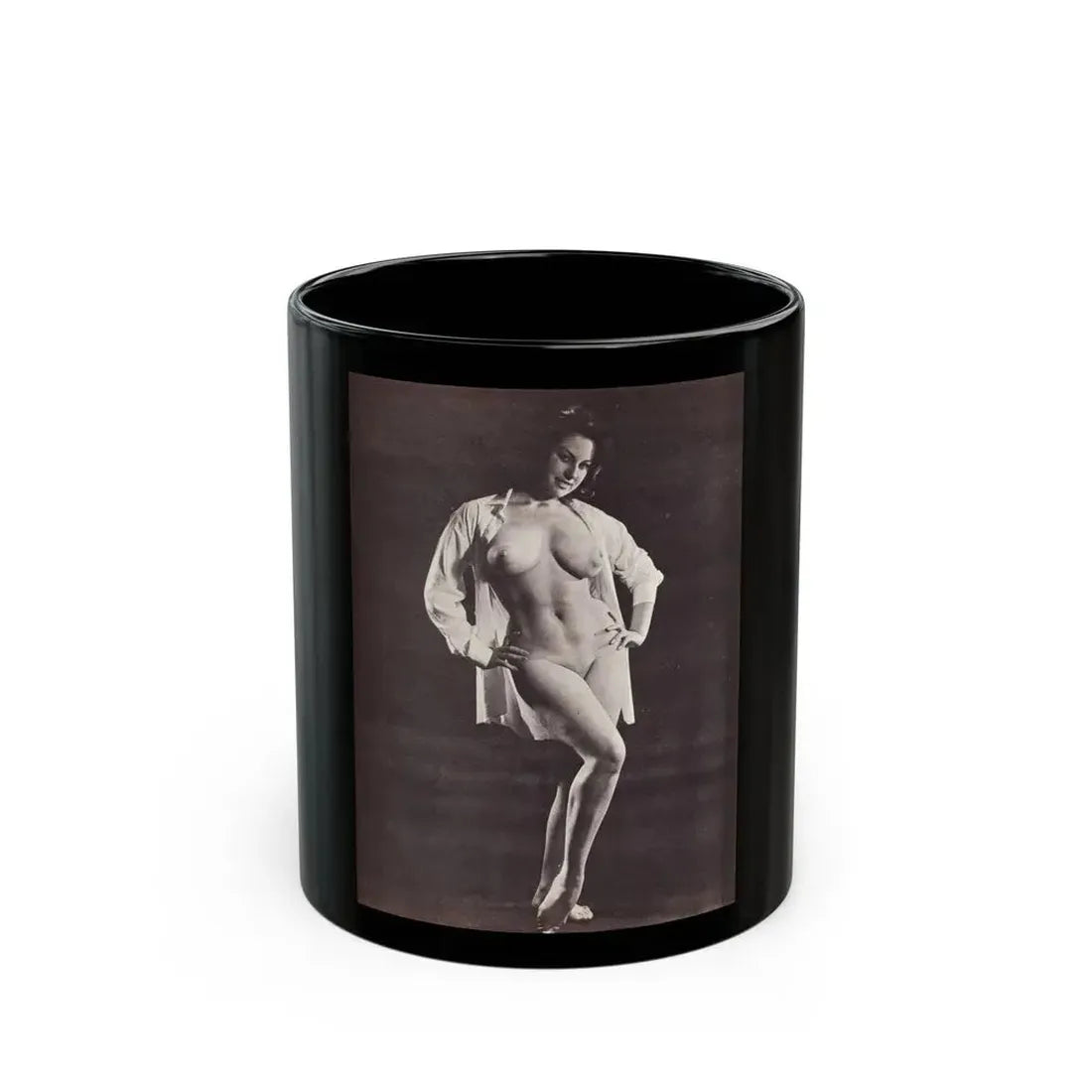 June Palmer #334 - Nude (Vintage Female Icon) Black Coffee Mug 11oz - Go Mug Yourself