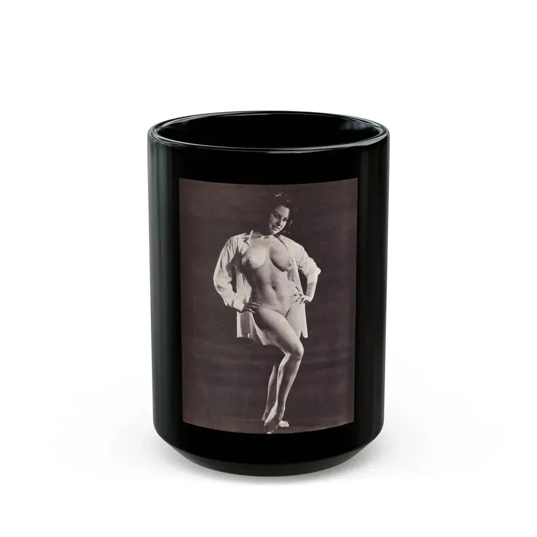 June Palmer #334 - Nude (Vintage Female Icon) Black Coffee Mug 15oz - Go Mug Yourself