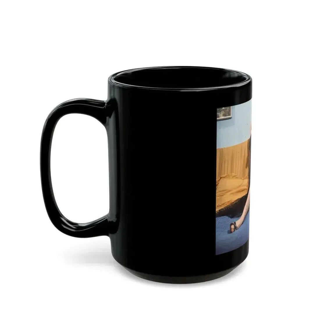 June Palmer #342 - Topless (Vintage Female Icon) Black Coffee Mug - Go Mug Yourself