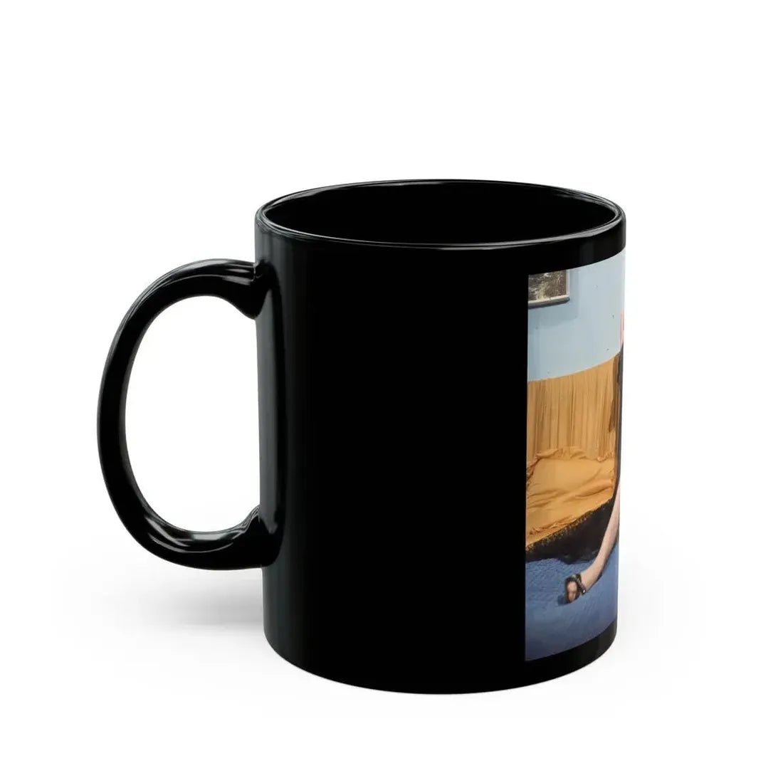 June Palmer #342 - Topless (Vintage Female Icon) Black Coffee Mug - Go Mug Yourself