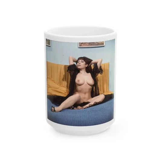 June Palmer #342 - Topless (Vintage Female Icon) White Coffee Mug 15oz - Go Mug Yourself