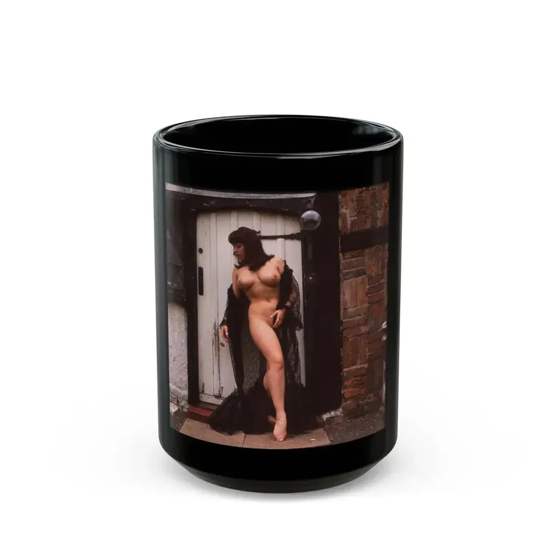 June Palmer #343 - Nude (Vintage Female Icon) Black Coffee Mug 15oz - Go Mug Yourself