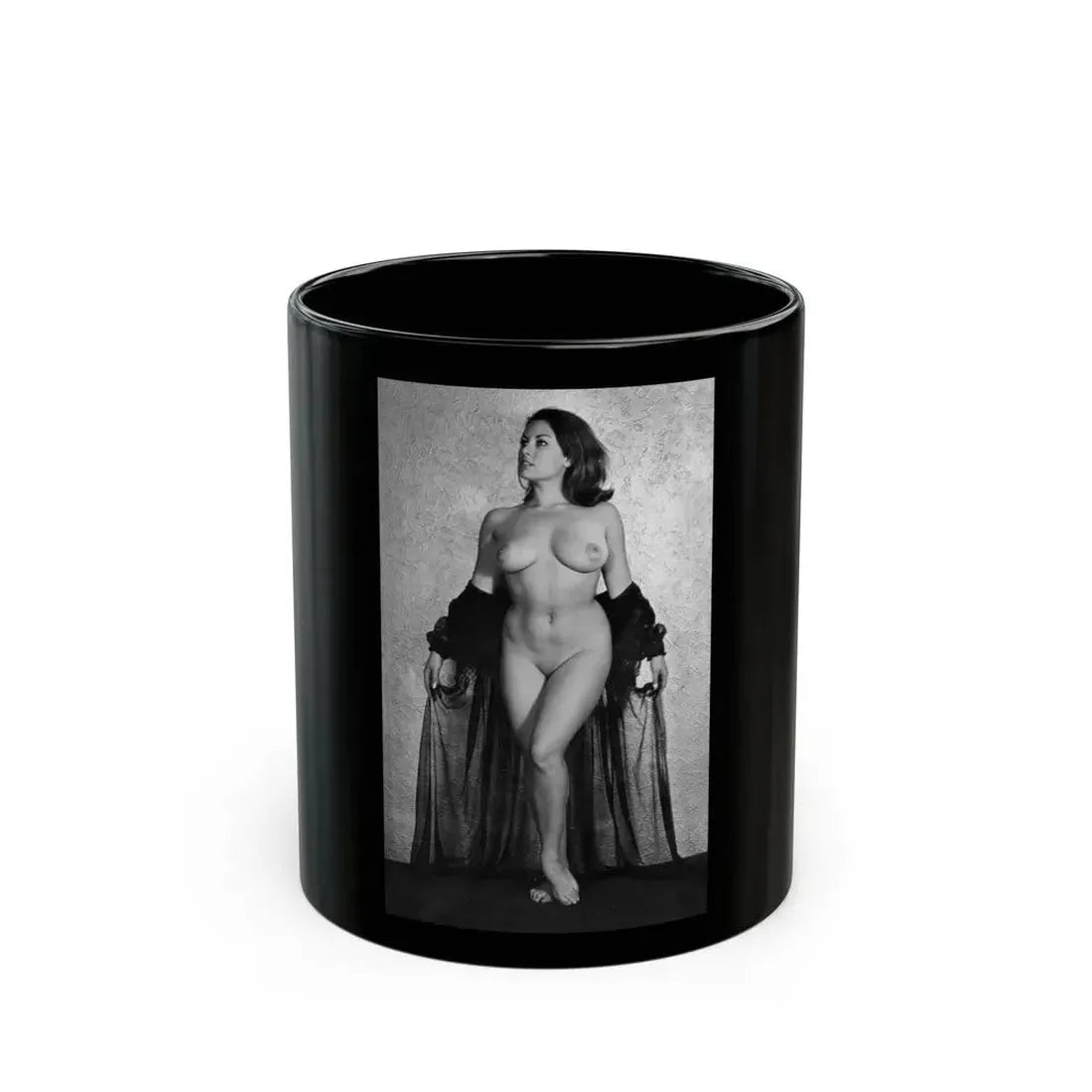 June Palmer #344 - Nude (Vintage Female Icon) Black Coffee Mug 11oz - Go Mug Yourself