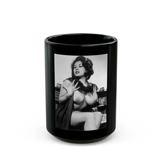 June Palmer #348 - Topless (Vintage Female Icon) Black Coffee Mug 15oz - Go Mug Yourself