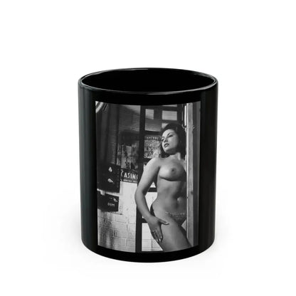 June Palmer #358 - Topless (Vintage Female Icon) Black Coffee Mug 11oz - Go Mug Yourself
