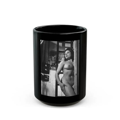 June Palmer #358 - Topless (Vintage Female Icon) Black Coffee Mug 15oz - Go Mug Yourself