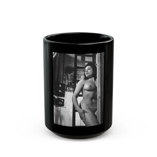 June Palmer #358 - Topless (Vintage Female Icon) Black Coffee Mug 15oz - Go Mug Yourself