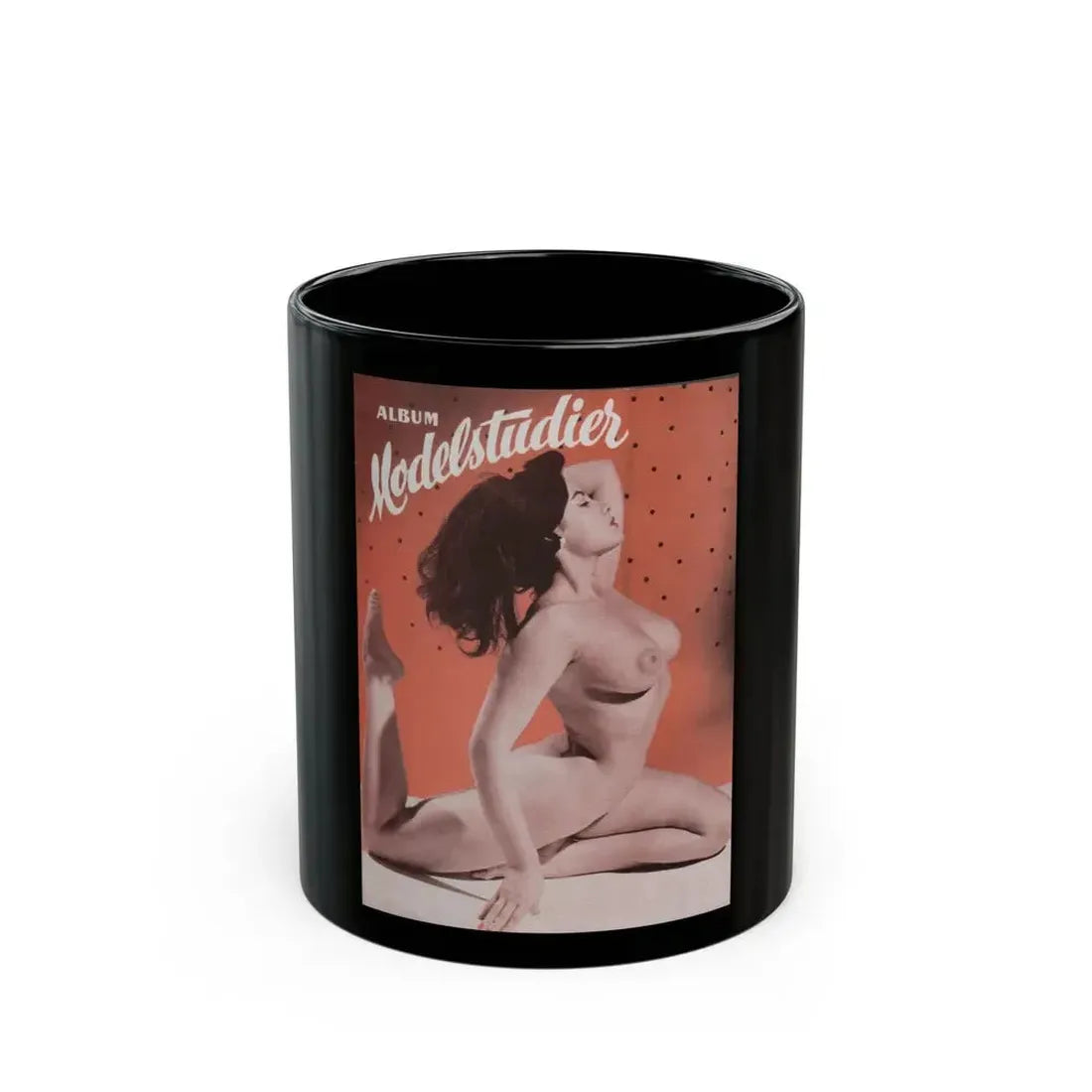 June Palmer #367 - Nude (Vintage Female Icon) Black Coffee Mug 11oz - Go Mug Yourself