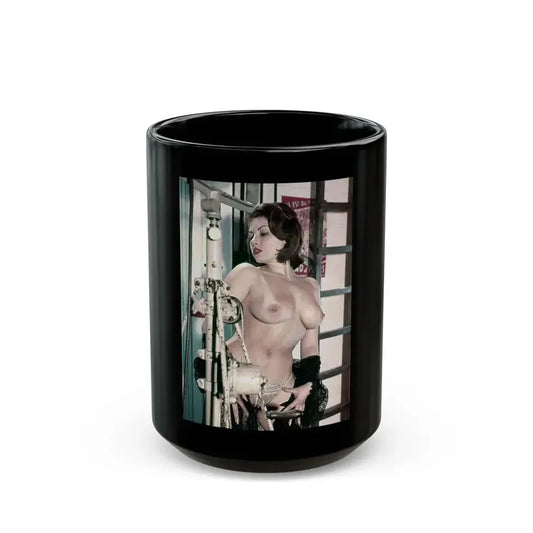 June Palmer #368 - Topless (Vintage Female Icon) Black Coffee Mug 15oz - Go Mug Yourself