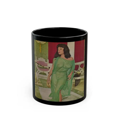June Palmer #369 - Topless (Vintage Female Icon) Black Coffee Mug 11oz - Go Mug Yourself