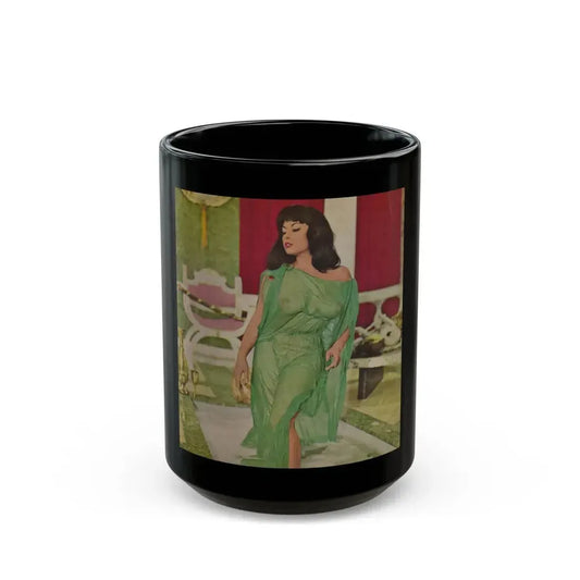 June Palmer #369 - Topless (Vintage Female Icon) Black Coffee Mug 15oz - Go Mug Yourself