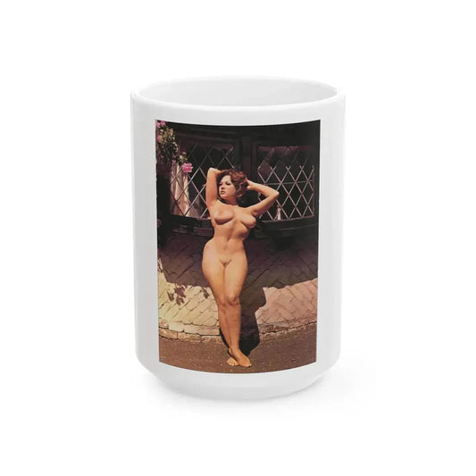 June Palmer #38 - Topless (Vintage Female Icon) White Coffee Mug 15oz - Go Mug Yourself