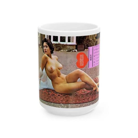 June Palmer #45 - Topless (Vintage Female Icon) White Coffee Mug 15oz - Go Mug Yourself