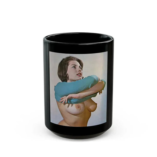 June Palmer #75 - Topless (Vintage Female Icon) Black Coffee Mug 15oz - Go Mug Yourself