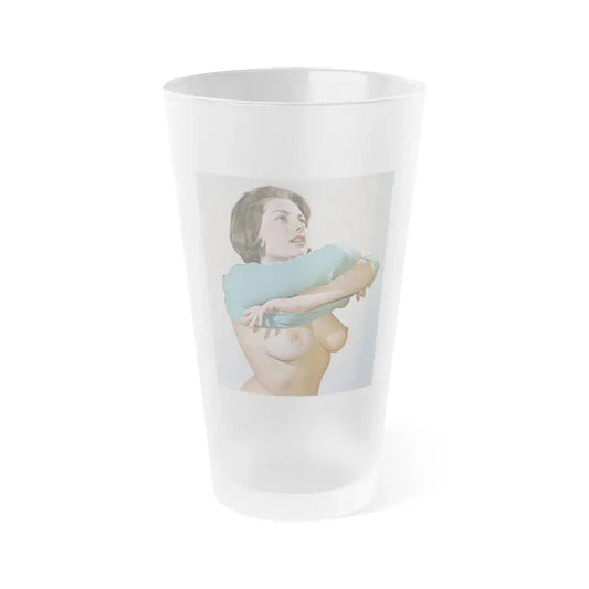 June Palmer #75 - Topless (Vintage Female Icon) Frosted Pint Glass 16oz 16oz Frosted - Go Mug Yourself