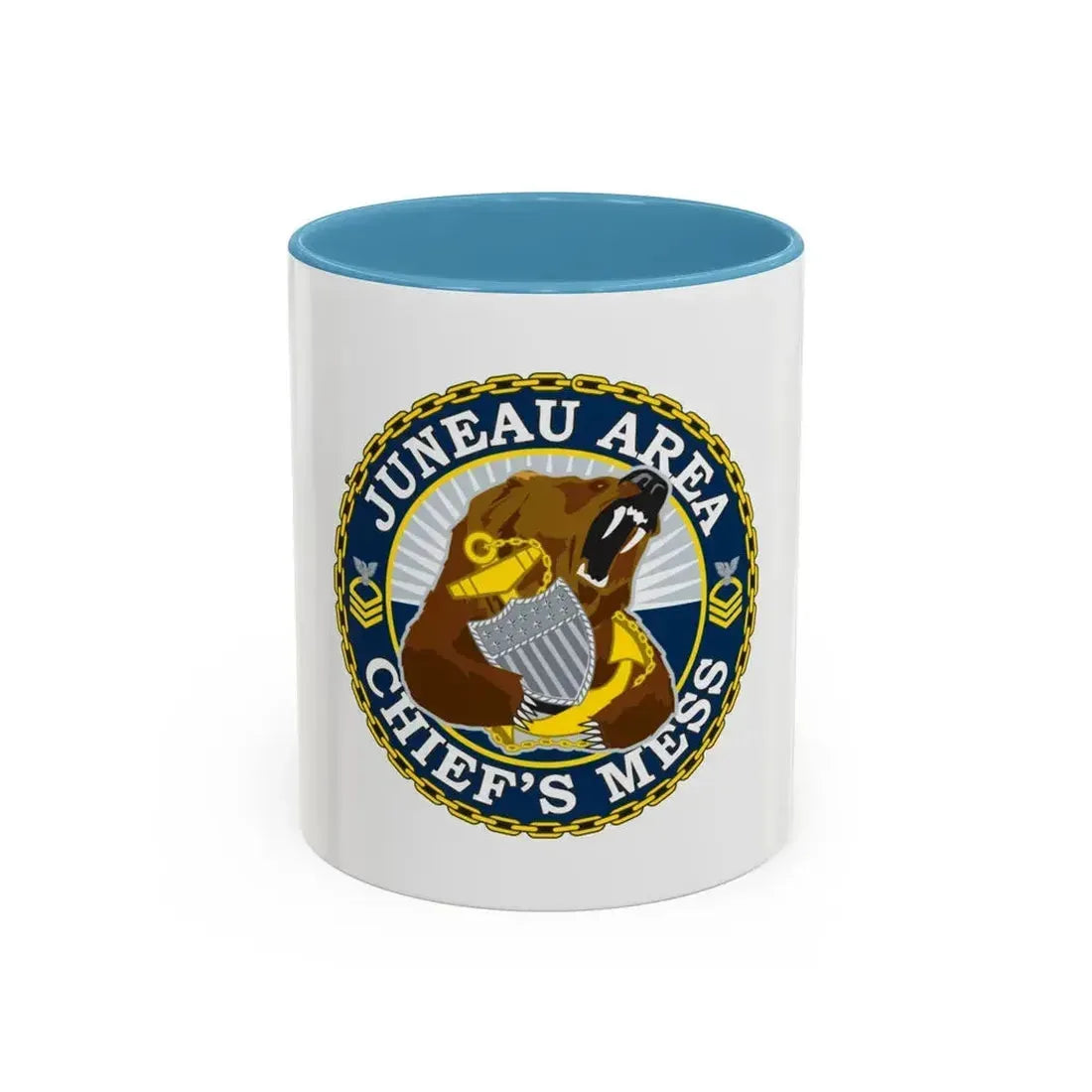 Juneau Area Chief Mess (U.S. Coast Guard) Accent Coffee Mug 11oz Light Blue - Go Mug Yourself